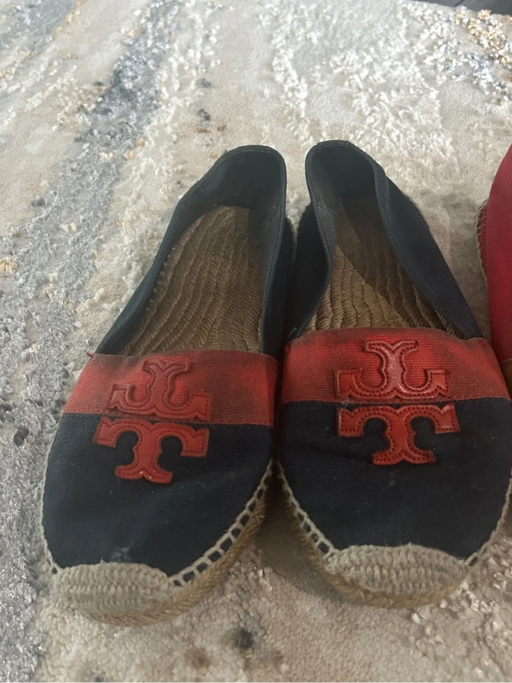 Tory Burch Canvas Espadrille Pair in Navy, Red and Tan